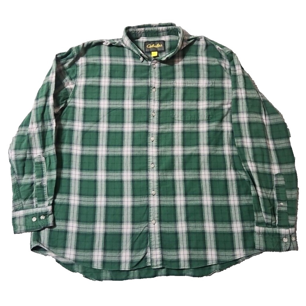 Cabelas Flannel Shirt Mens‎ Size 2XLT Plaid Multicolor Long Sleeve 100% Cotton